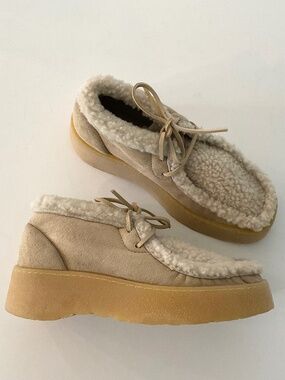 ZARA x CLARK’S Suede Platform Shoes in Sandy Brown Size EU 38